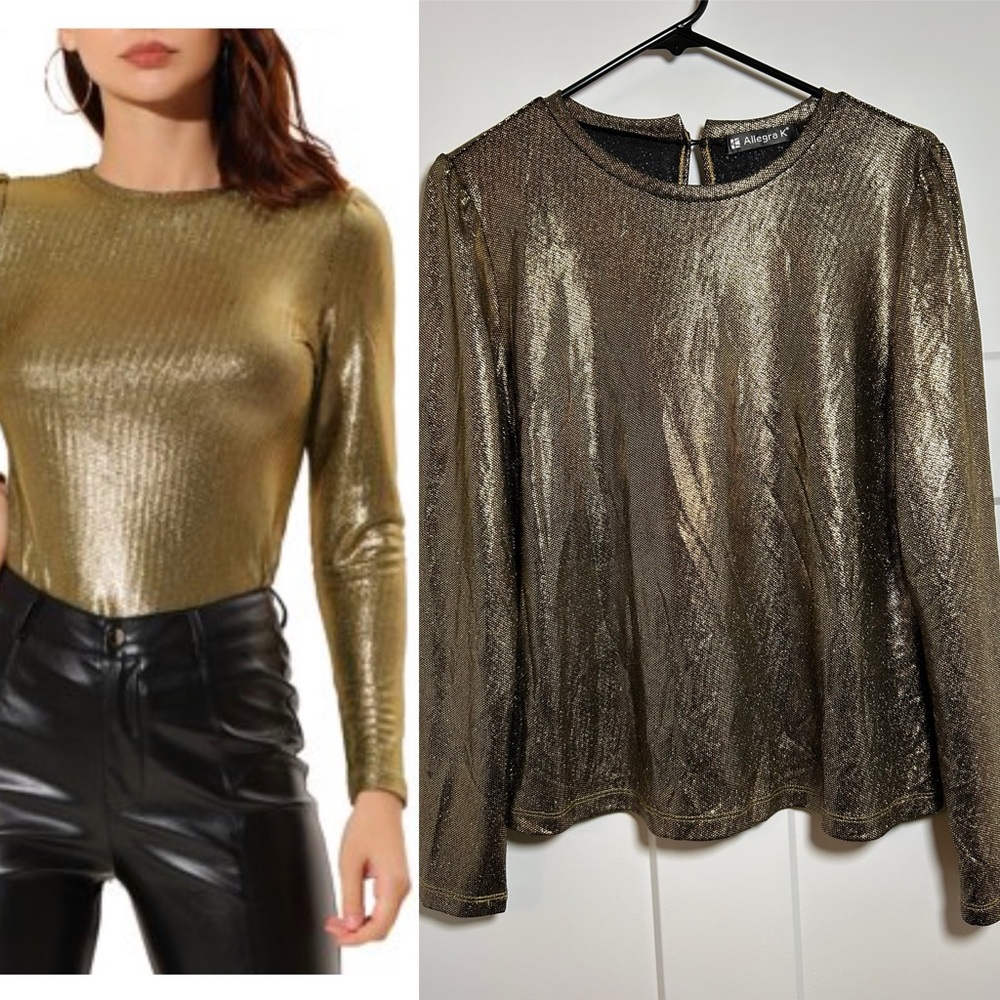 Large/XL Metallic Gold And Black Women’s Party Top